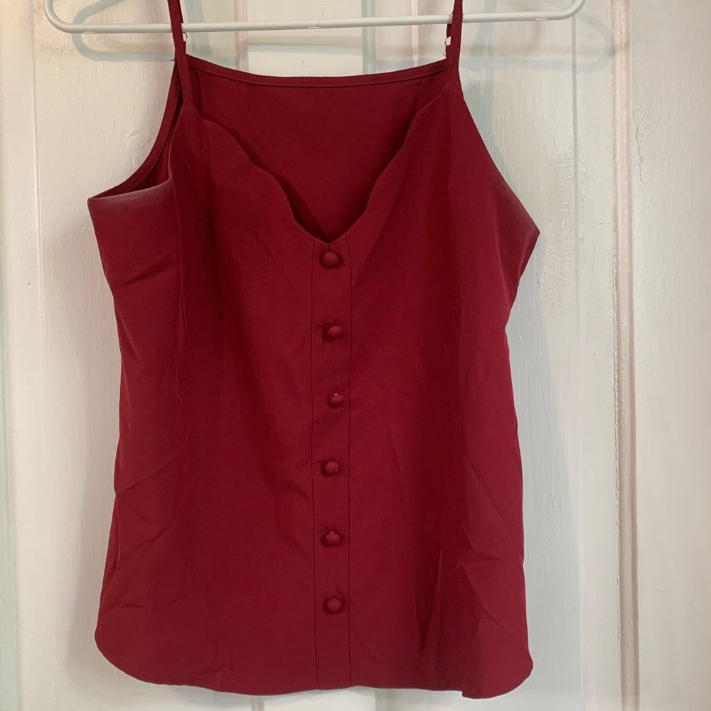 Elegant Red Button-Down Women's Top